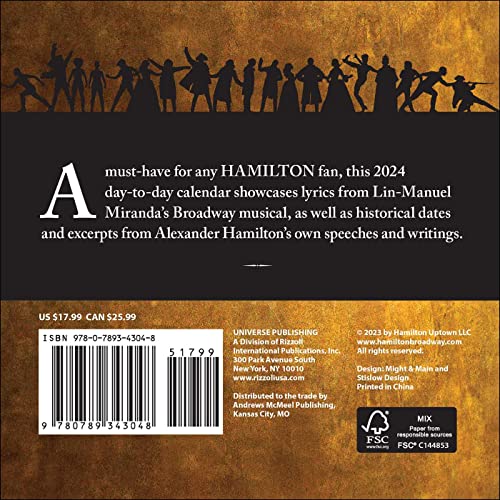Hamilton 2024 Day-To-Day Calendar: An American Musical